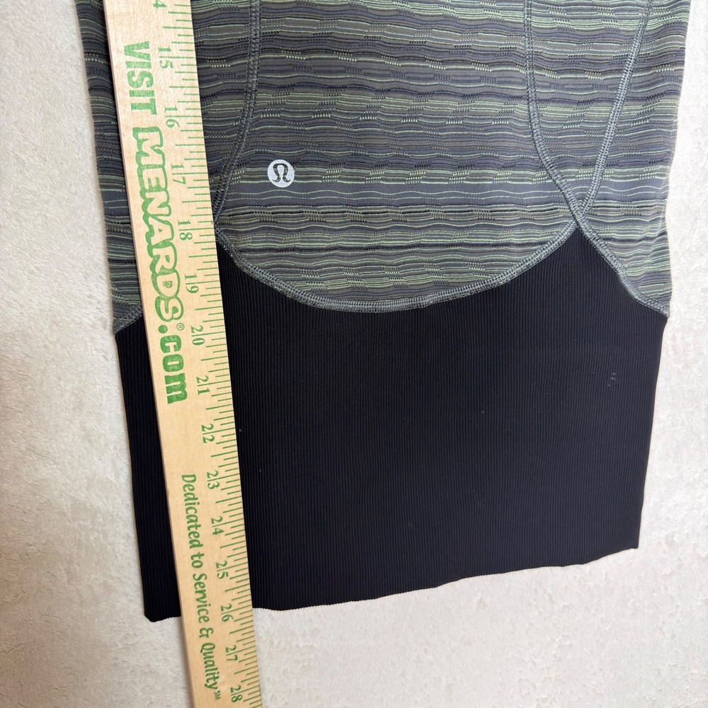 Vintage Lululemon Stride Jacket Green Grey Striped Full Zip Hoodie Size 2 - Picture 3 of 6